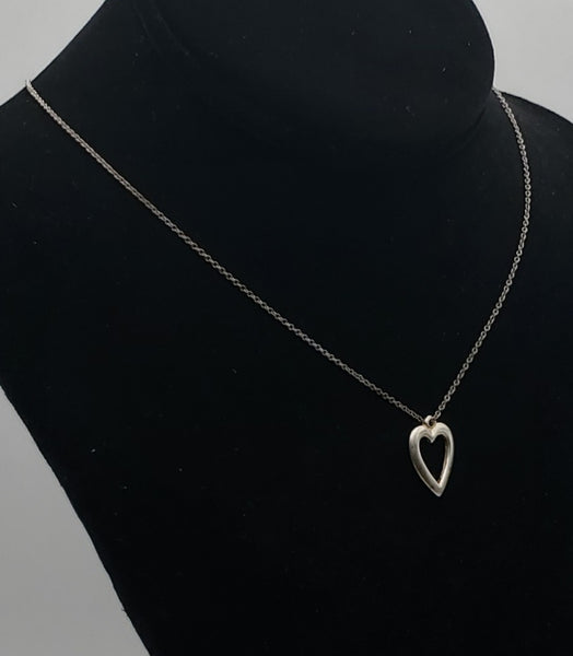 Vintage Heart Pendant on Sterling Silver Chain Necklace (BROKEN CHAIN) - 17"