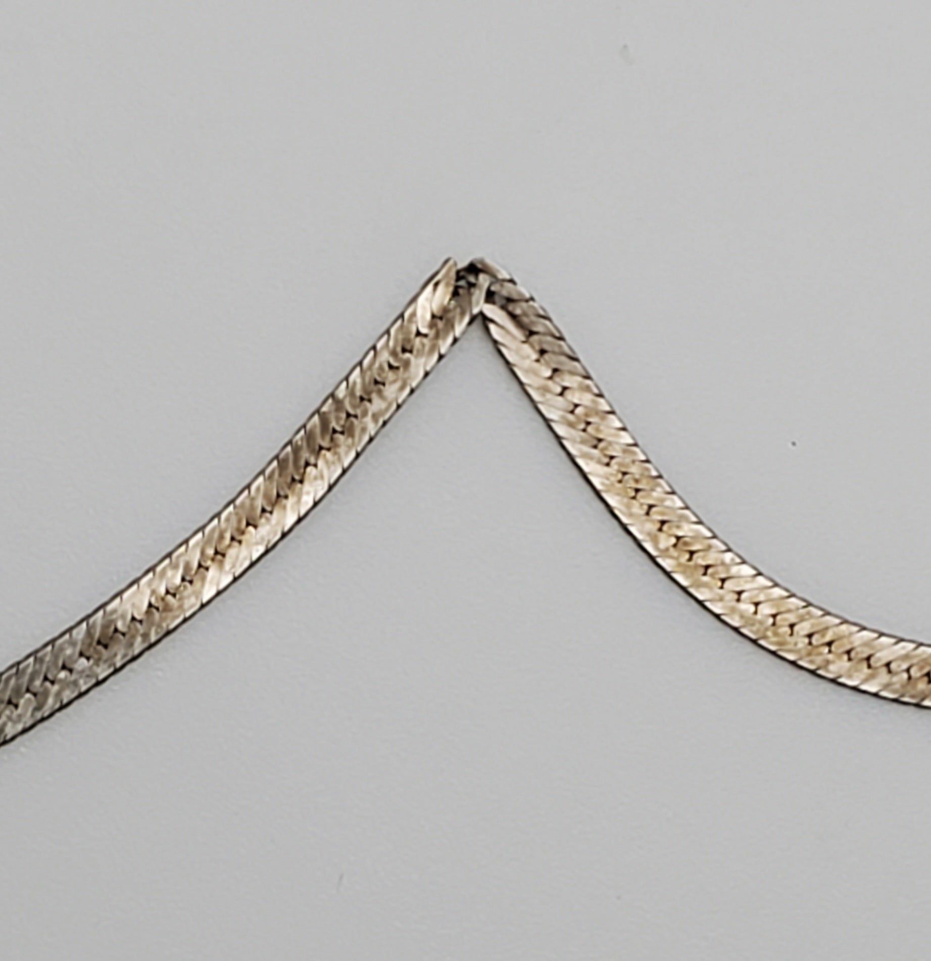 Vintage Handmade Sterling Silver Pendant on Sterling Herringbone Chain Link Necklace - 24"