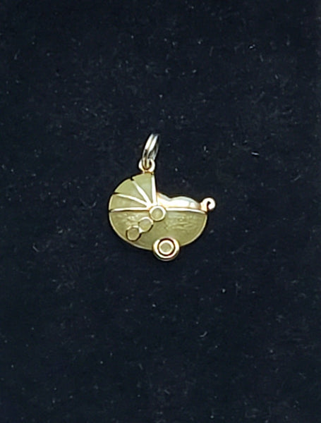 Vintage Sterling Silver Enamel Baby Carriage Charm