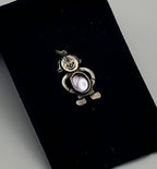 Sterling Silver Girl Charm with Very Light Pink Glass Cabochon
