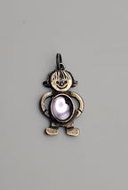 Sterling Silver Girl Charm with Very Light Pink Glass Cabochon