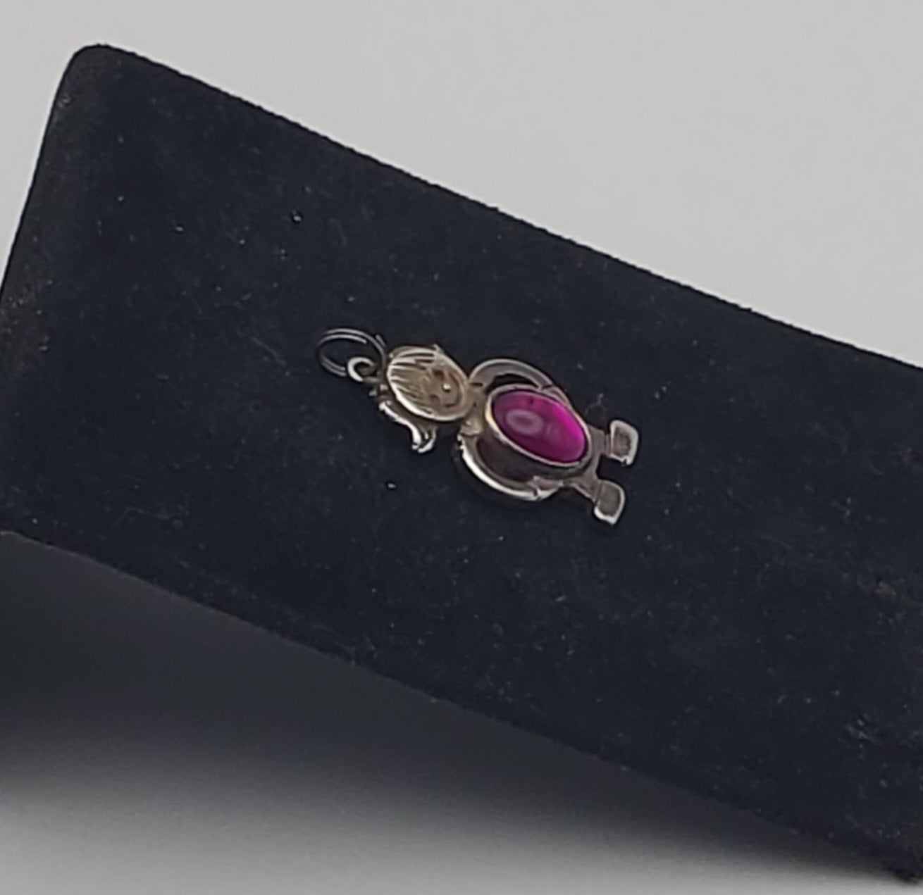 Sterling Silver Girl Charm with Purple Glass Cabochon