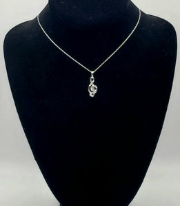 Sterling Silver Treble Clef Chain Necklace - 18.25"