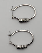 Vintage Elongated Hoop with Rhinestones Earrings