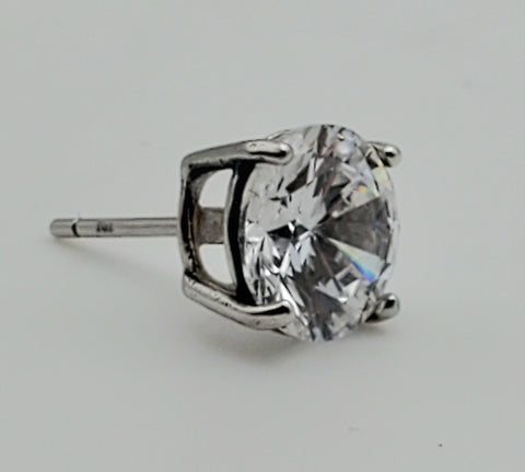 SINGLE Cubic Zirconia Sterling Silver Stud Earring