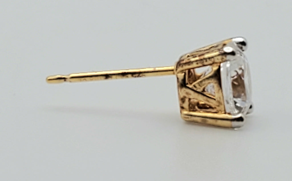 SINGLE Vintage Gold Tone Sterling Silver Cubic Zirconia Stud Earring