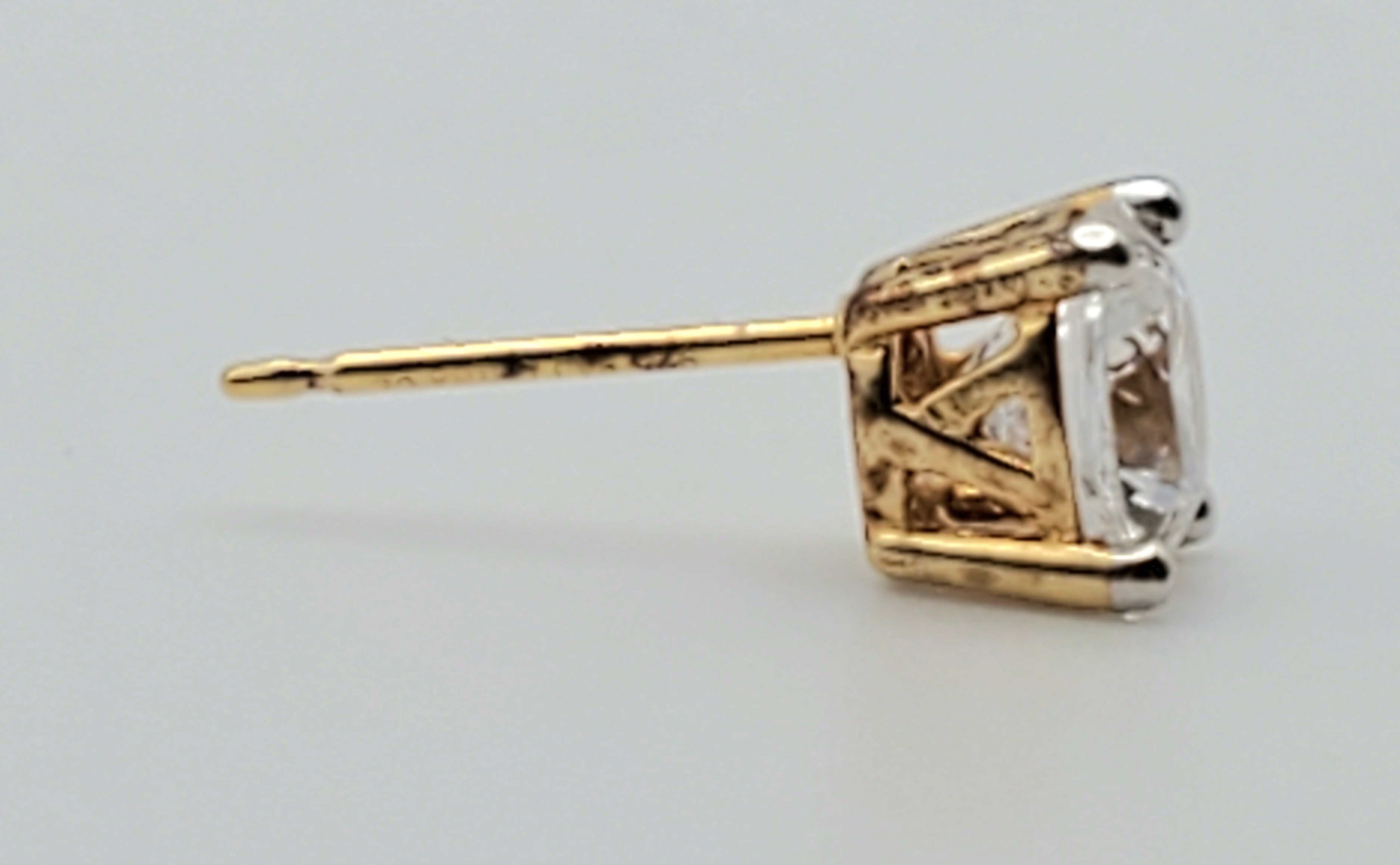 SINGLE Vintage Gold Tone Sterling Silver Cubic Zirconia Stud Earring