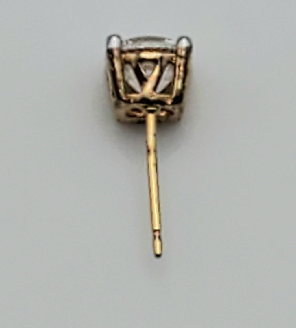 SINGLE Vintage Gold Tone Sterling Silver Cubic Zirconia Stud Earring