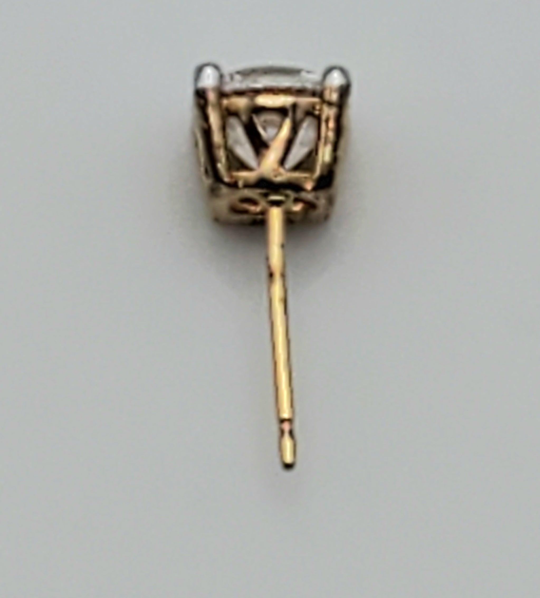 SINGLE Vintage Gold Tone Sterling Silver Cubic Zirconia Stud Earring