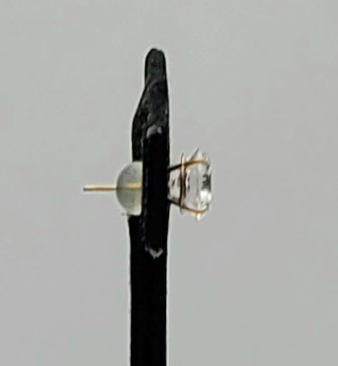 SINGLE Gold Tone Cubic Zirconia Stud Earring