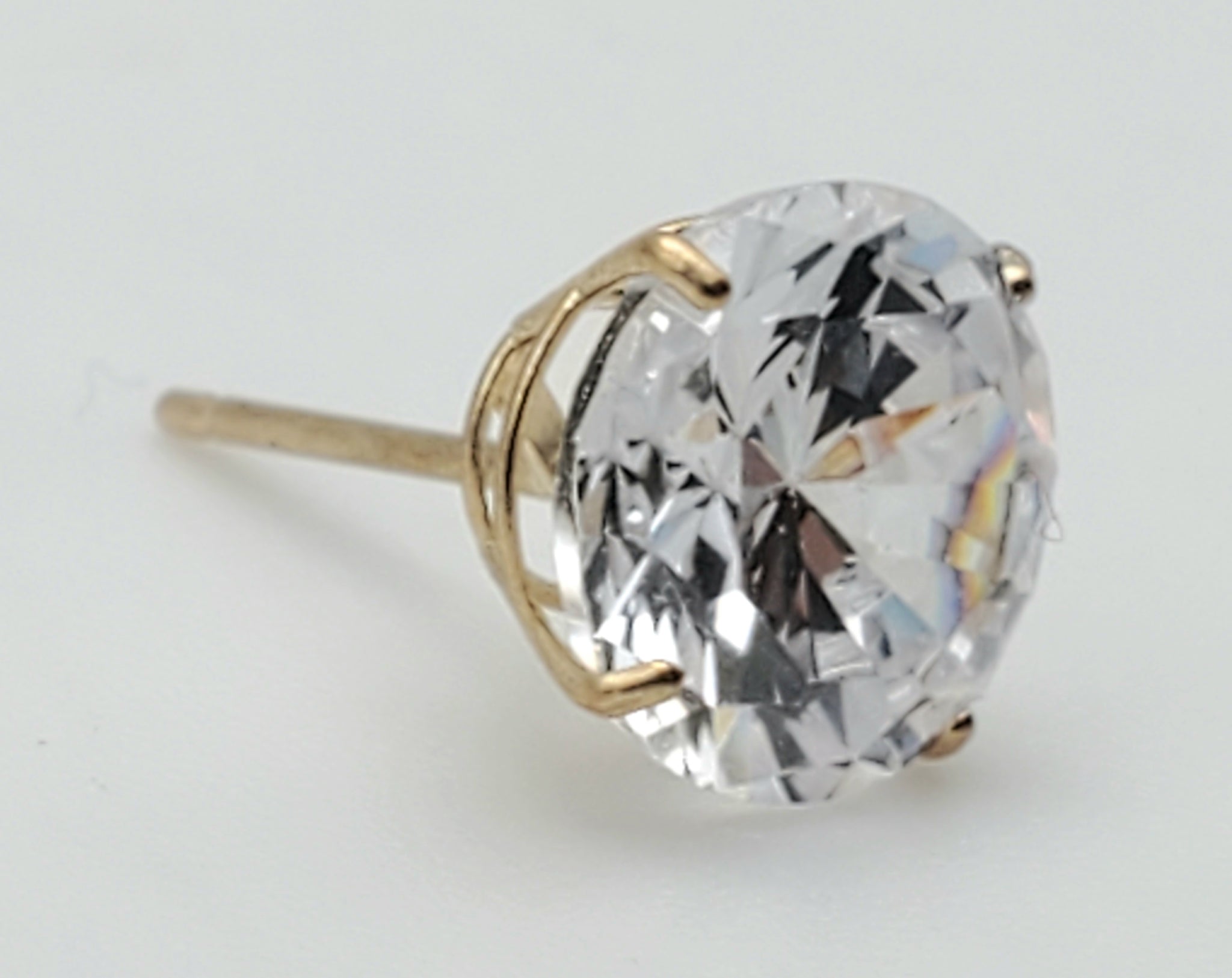 SINGLE Gold Tone Cubic Zirconia Stud Earring