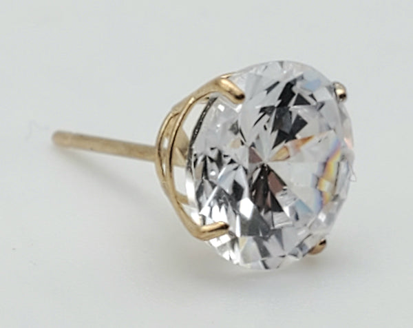 SINGLE Gold Tone Cubic Zirconia Stud Earring