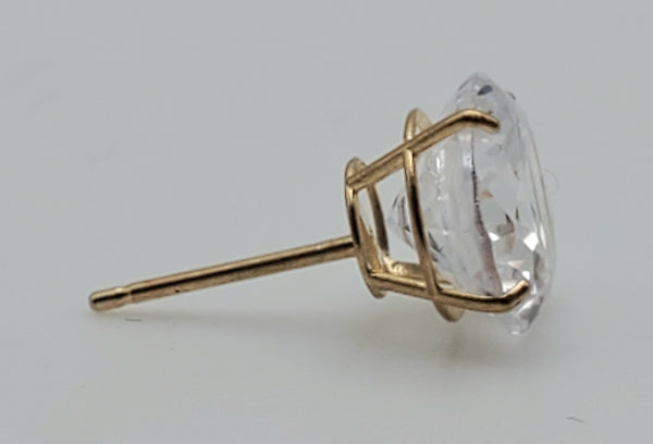 SINGLE Gold Tone Cubic Zirconia Stud Earring