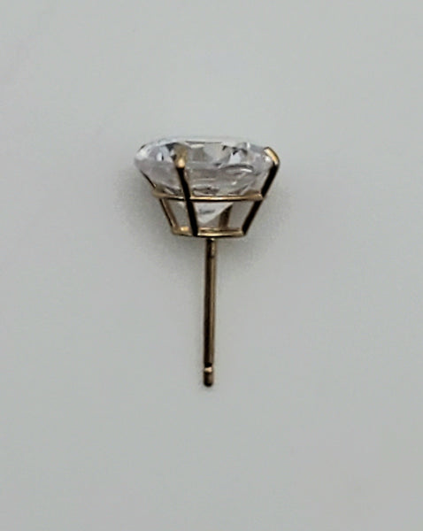 SINGLE Gold Tone Cubic Zirconia Stud Earring