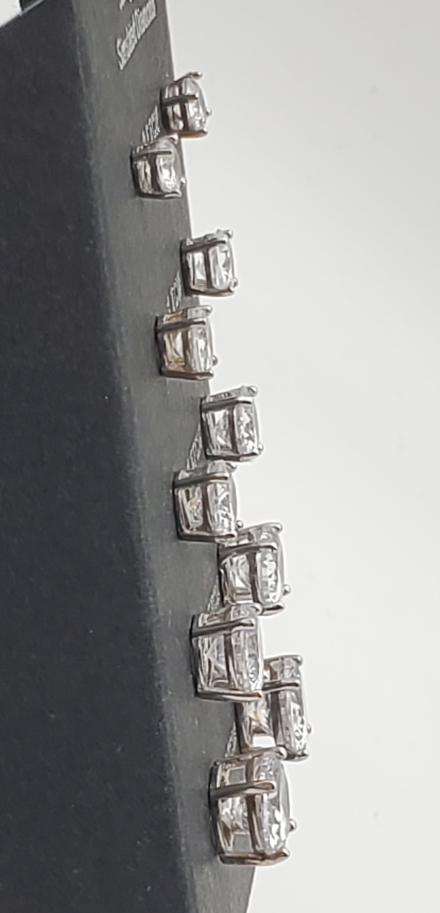 Sterling Silver Simulated Diamond Stud Earrings - Various Sizes