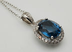 Blue and Colorless Topaz Sterling Silver Pendant Chain Necklace - 18"
