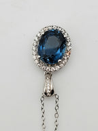 Blue and Colorless Topaz Sterling Silver Pendant Chain Necklace - 18"