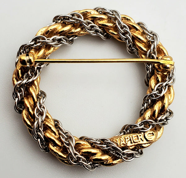 Napier - Vintage Gold and Silver Tone Wreath Brooch