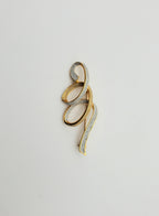 Vintage Gold Tone Glittery Twisted Ribbon Brooch