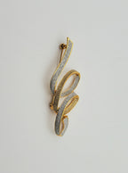 Vintage Gold Tone Glittery Twisted Ribbon Brooch