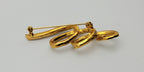 Vintage Gold Tone Glittery Twisted Ribbon Brooch