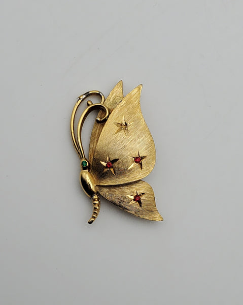 Jonette Jewelry - Gold Tone Moth Brooch - (DAMAGED)