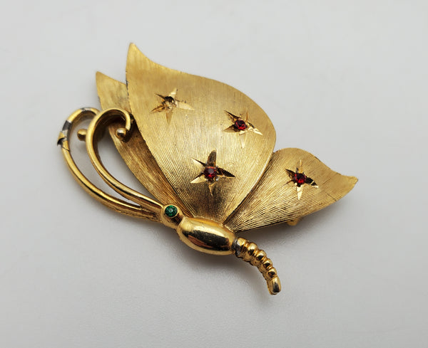 Jonette Jewelry - Gold Tone Moth Brooch - (DAMAGED)