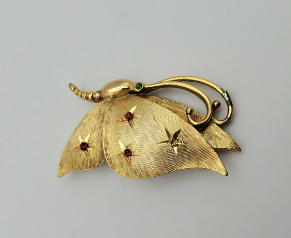 Jonette Jewelry - Gold Tone Moth Brooch - (DAMAGED)