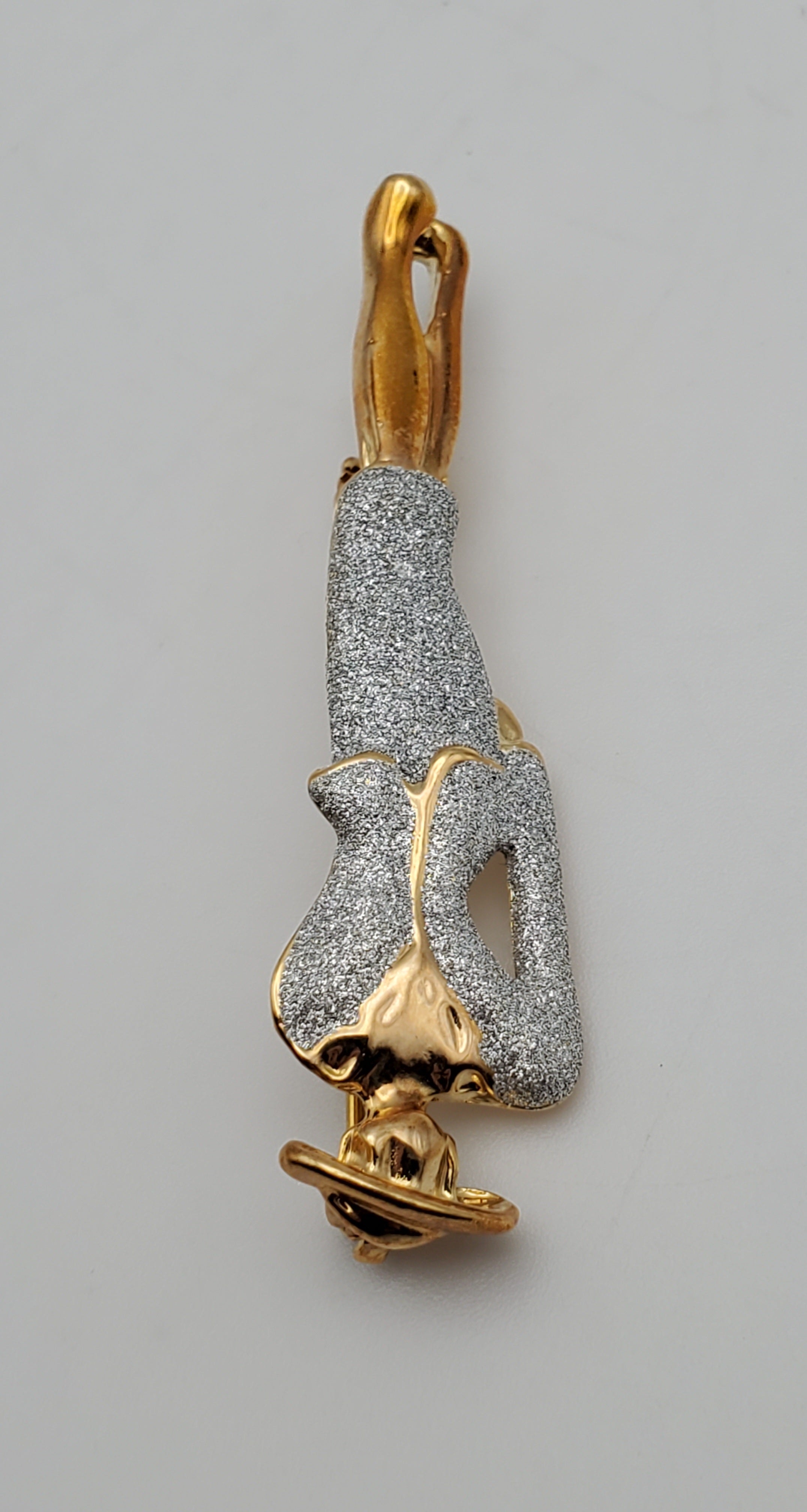 Vintage Gold Tone Glitter Fashionable Lady Brooch