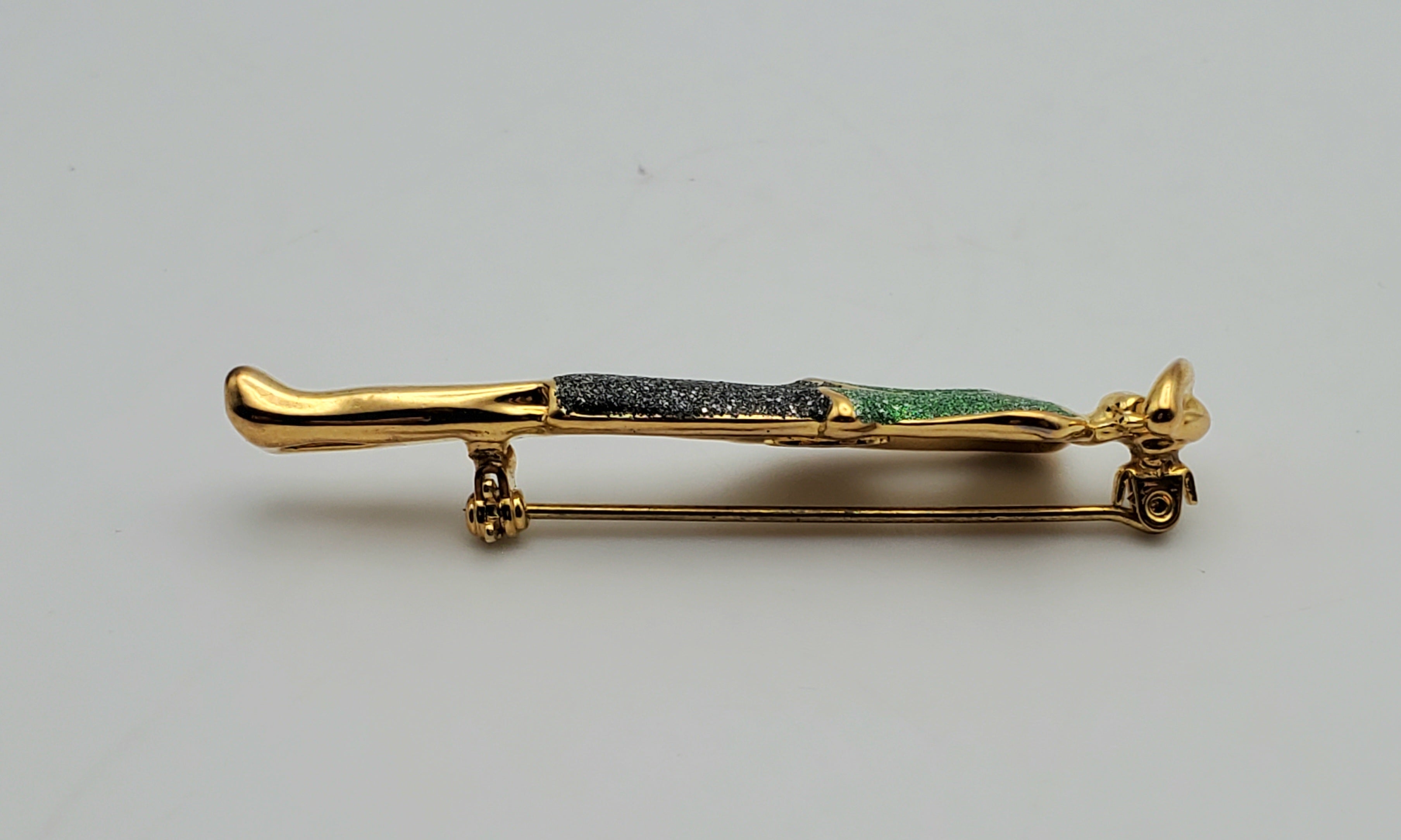 Vintage Gold Tone Glitter Fashionable Lady Brooch