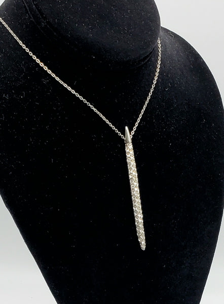 Anne Klein - Silver Tone Rhinestone Pendant Chain Necklace