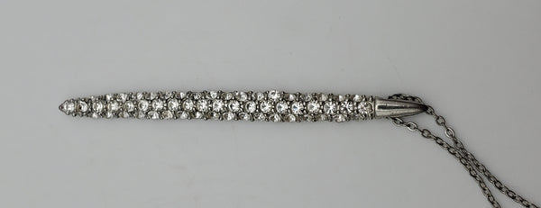 Anne Klein - Silver Tone Rhinestone Pendant Chain Necklace