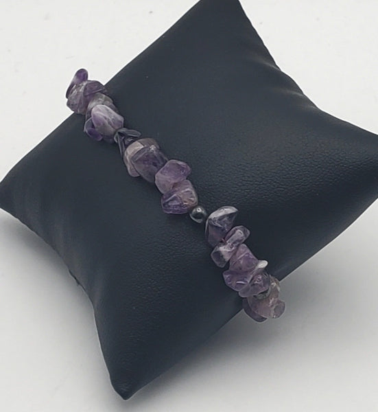 Amethyst and Hematite Beaded Bracelet