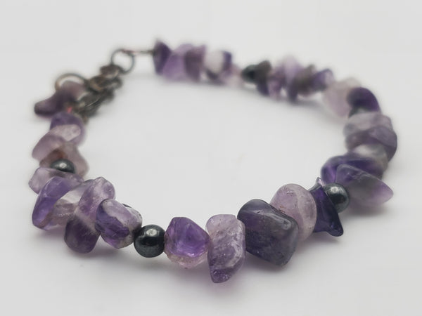 Amethyst and Hematite Beaded Bracelet