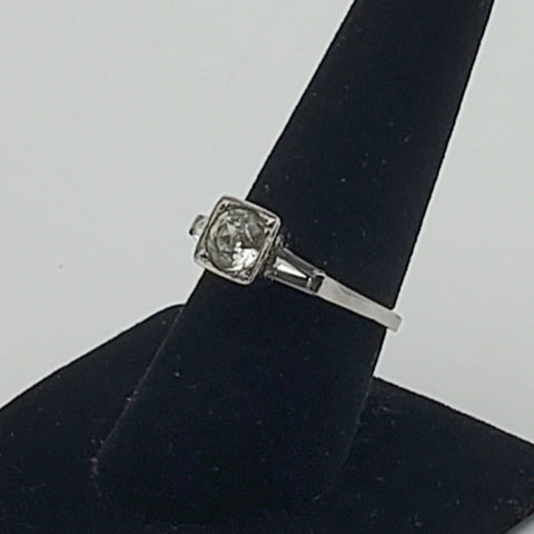 Silver Plated Rhinestone Ring - Size 7.75