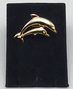 Gold Tone Dolphins Brooch