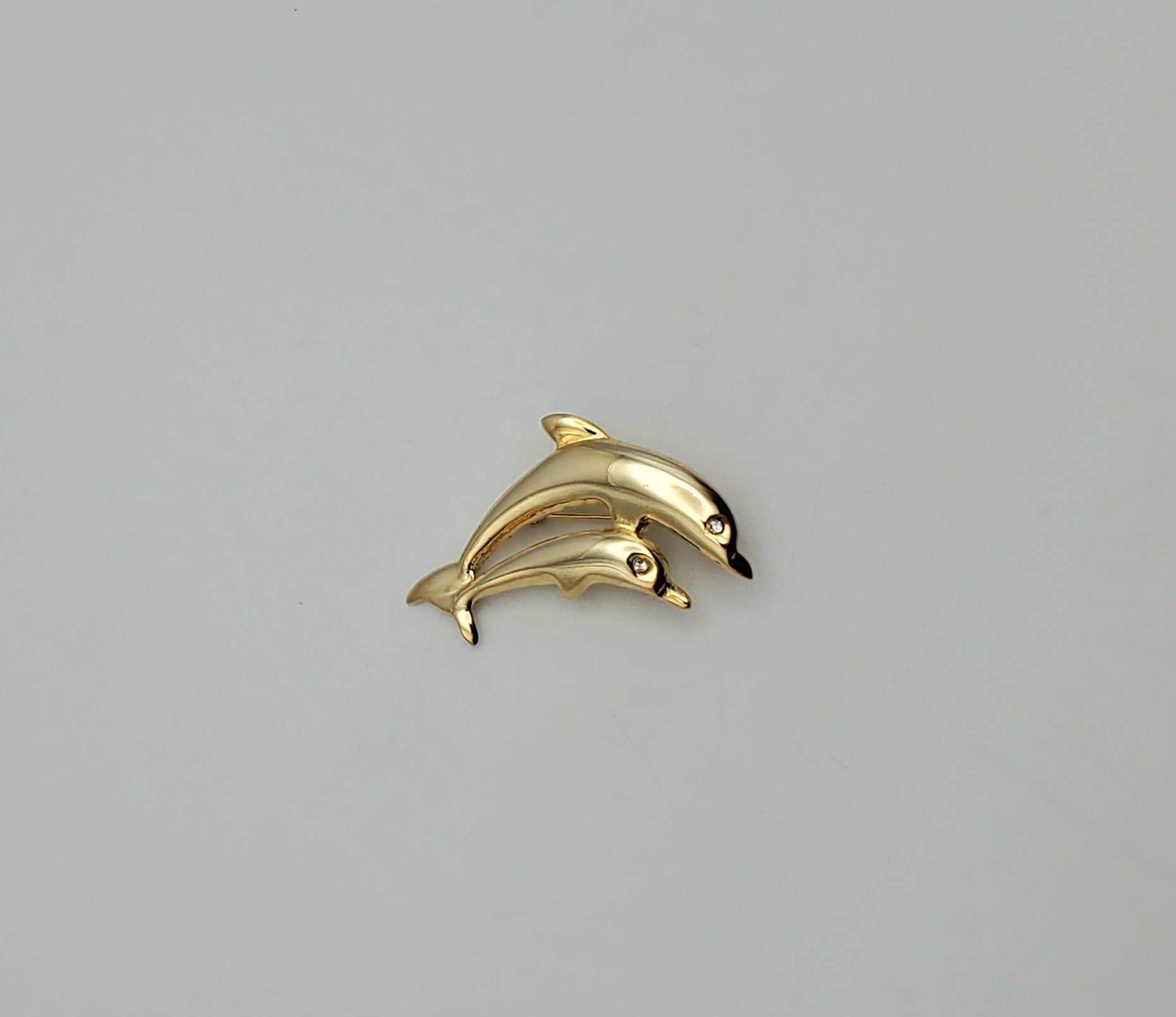 Gold Tone Dolphins Brooch