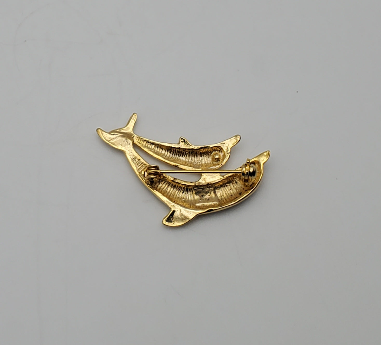 Gold Tone Dolphins Brooch