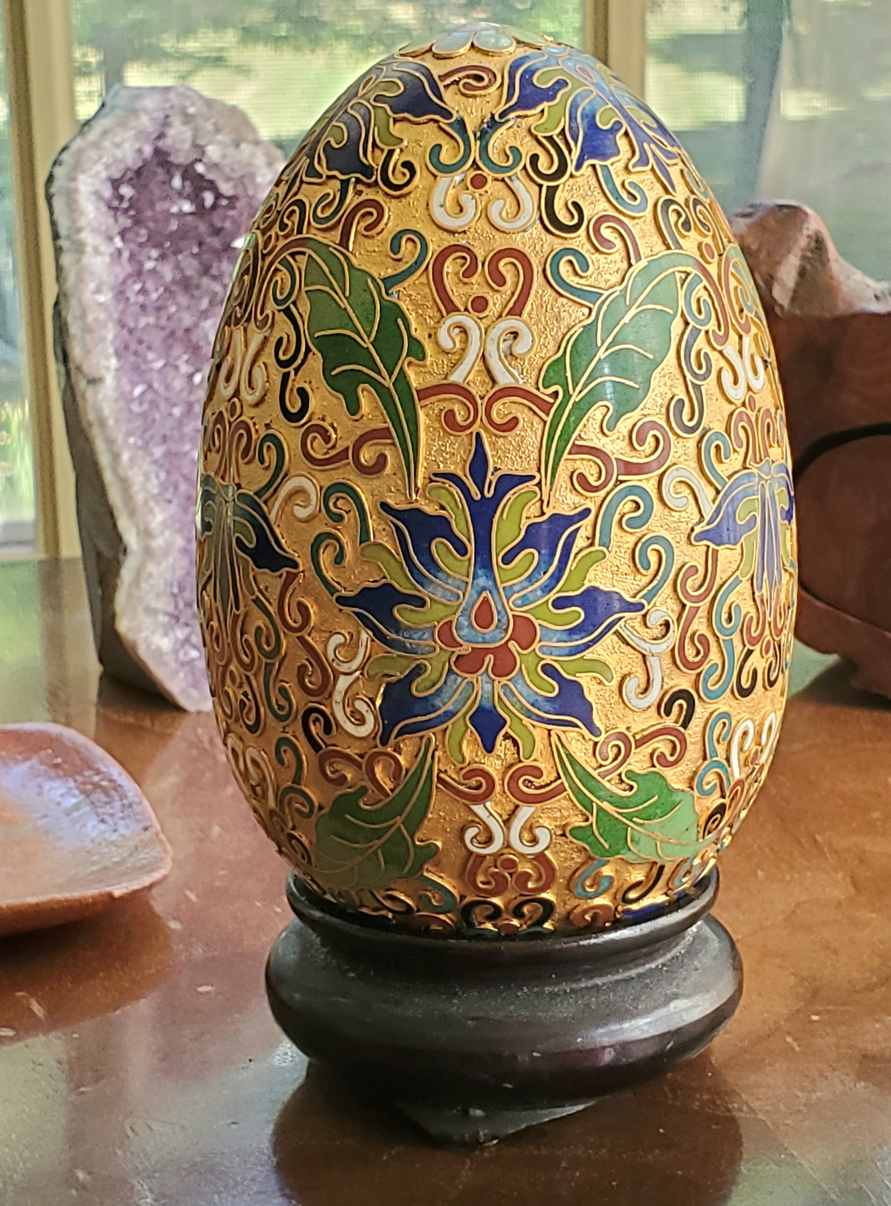Champleve Enamel Egg on Stand