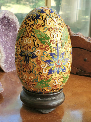 Champleve Enamel Egg on Stand