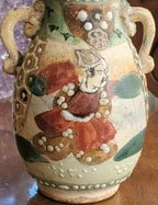 Vintage Small Ceramic Vase with Painted Samurai Scene