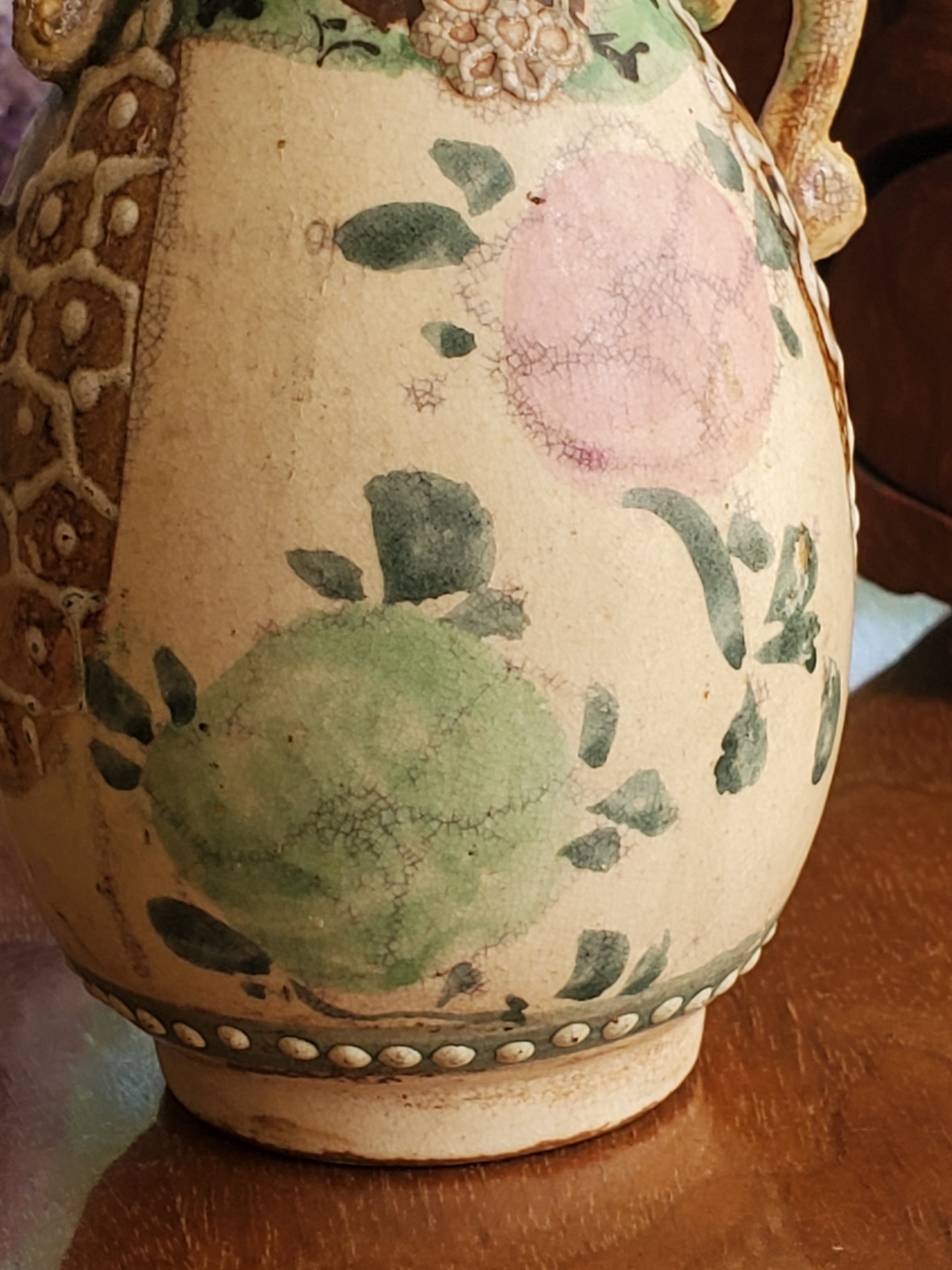 Vintage Small Ceramic Vase with Painted Samurai Scene