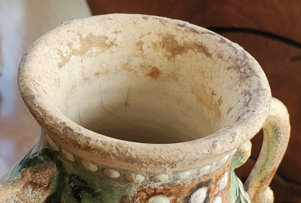 Vintage Small Ceramic Vase with Painted Samurai Scene