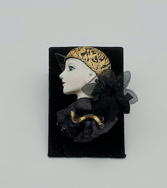 Vintage Handmade Female Profile Brooch