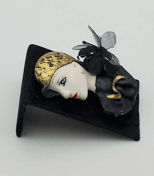 Vintage Handmade Female Profile Brooch