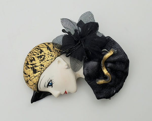 Vintage Handmade Female Profile Brooch