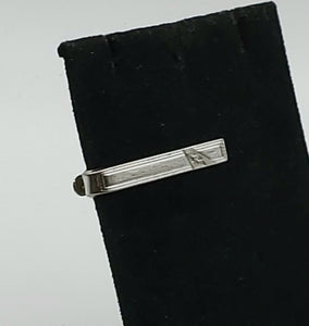 Vintage Silver Tone Engraved Tie Clip