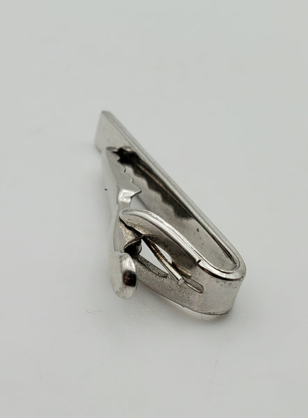 Vintage Silver Tone Engraved Tie Clip