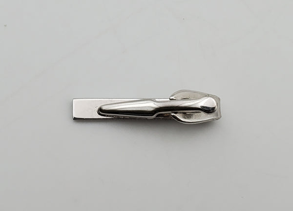 Vintage Silver Tone Engraved Tie Clip