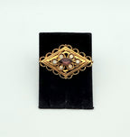 Vintage Gold Tone Opaline Filigree Brooch